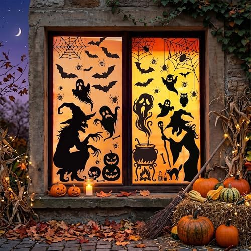 Jenlion Halloween Window Clings Decorations Indoor, Reusable Static Stickers Decals for Glass Door Home Kids Party Decor