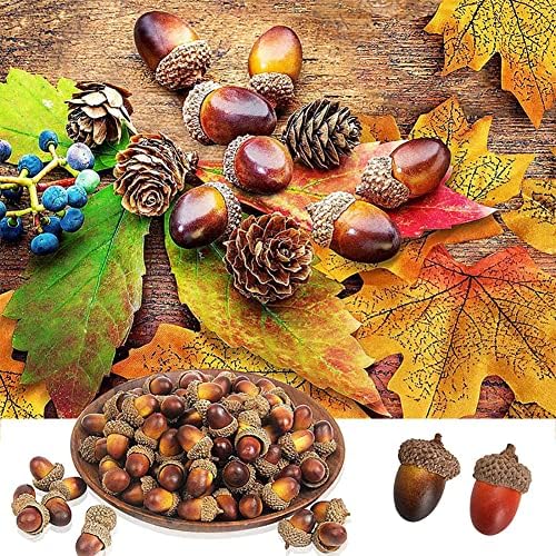 50 Pcs Artificial Small Acorn Fake Nutty Craft Acorns Autumn Vase Filler Decorations for Home