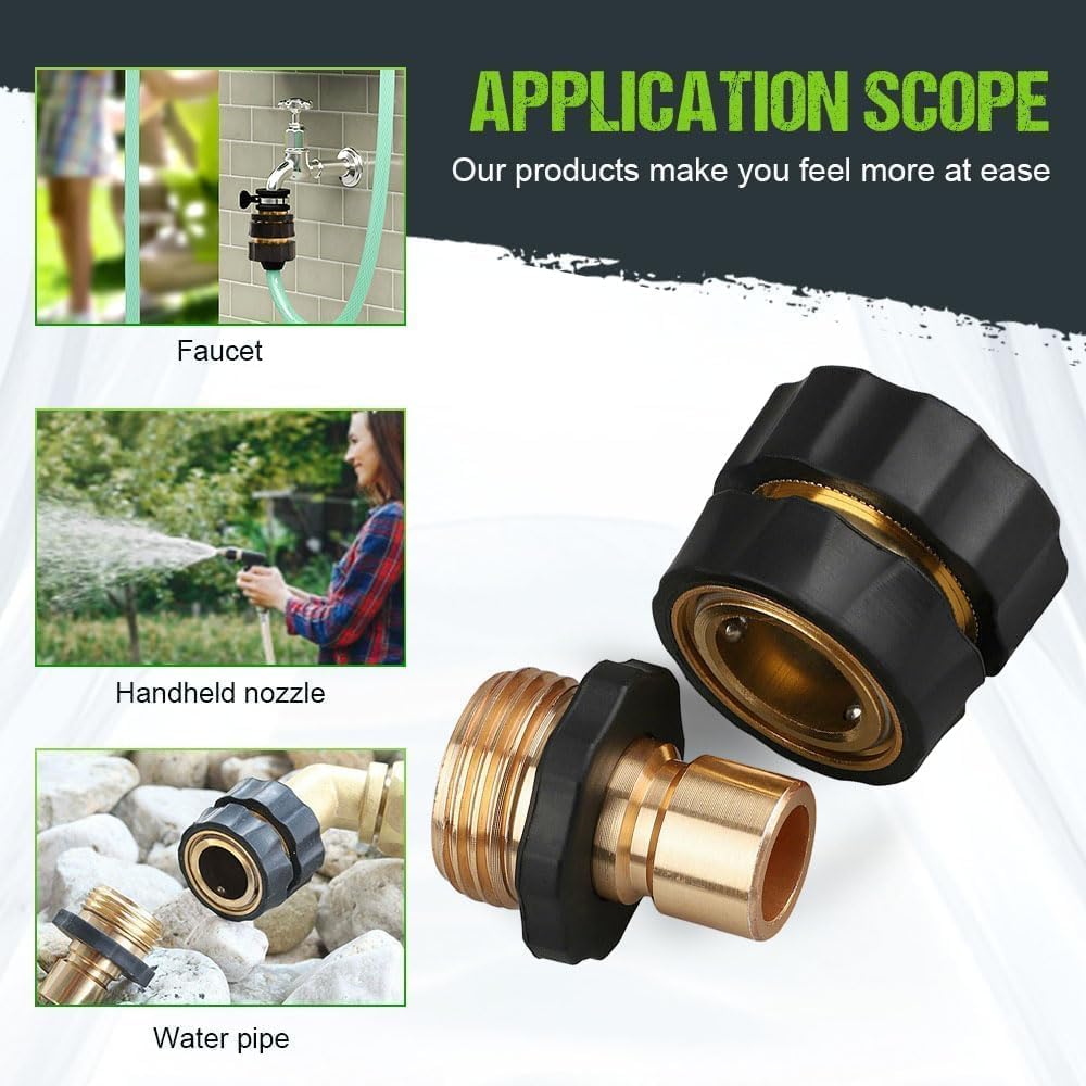 3/4 Inch Garden Hose Quick Connector 2026 Upgrade, Universal Garden Quick Release Hose Adapter, Male and Female Quick