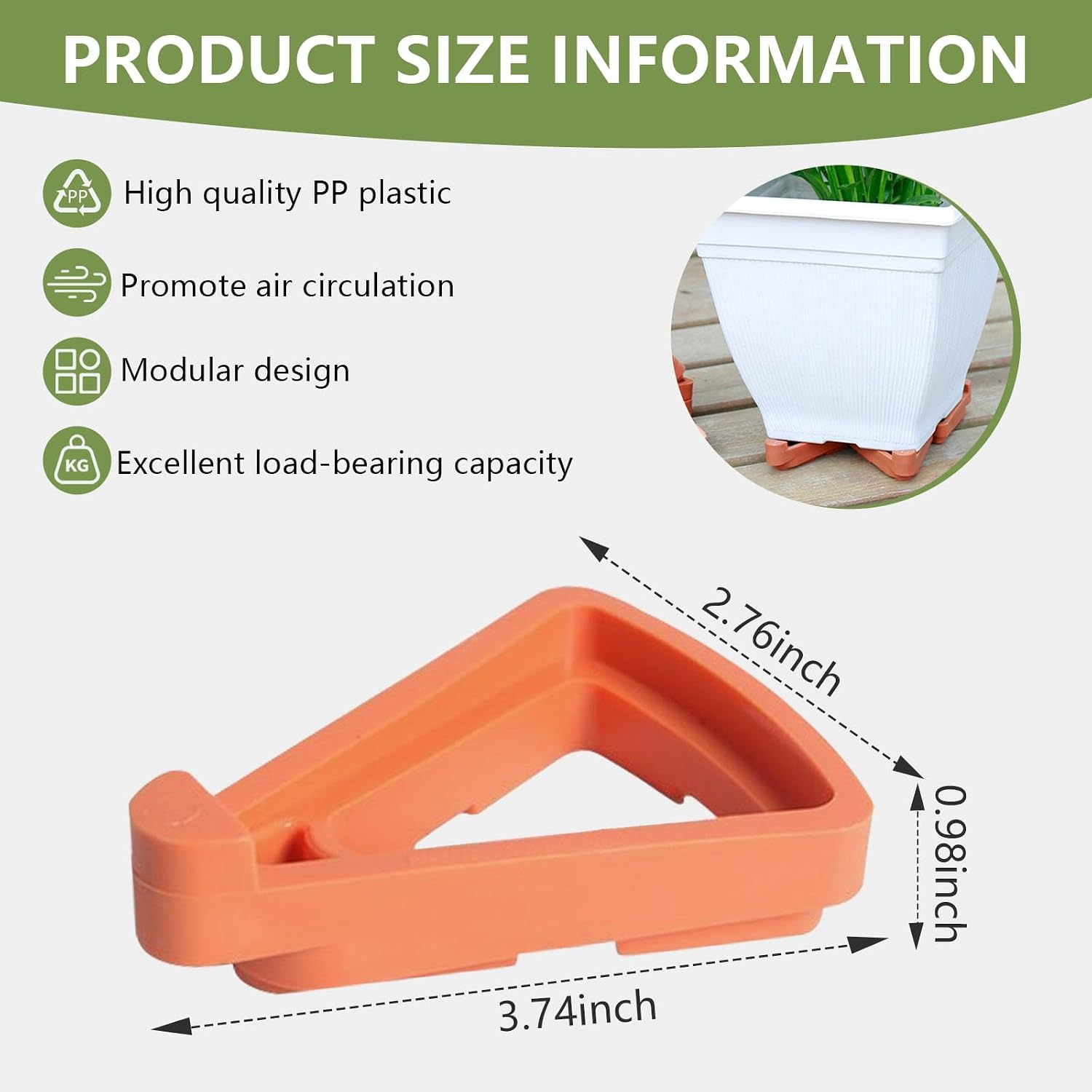 24PCS Flower Pot Risers Toes，Invisible Plant Pot Feet for Outdoor Planters，Indoor Secure Compressive Environmental