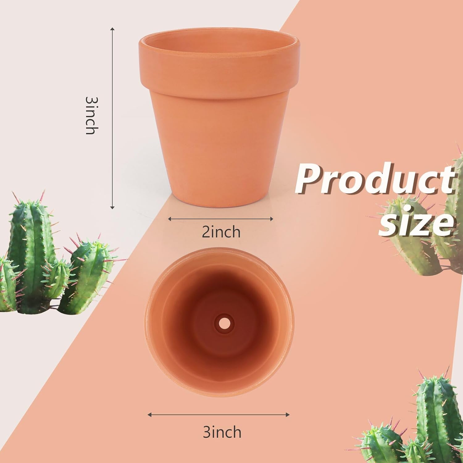 26 Pack Terra Cotta, 3inch Small Clay Flowerpots with Drainage Hole, Terracotta Pot for Indoor Outdoor Plant, Great for