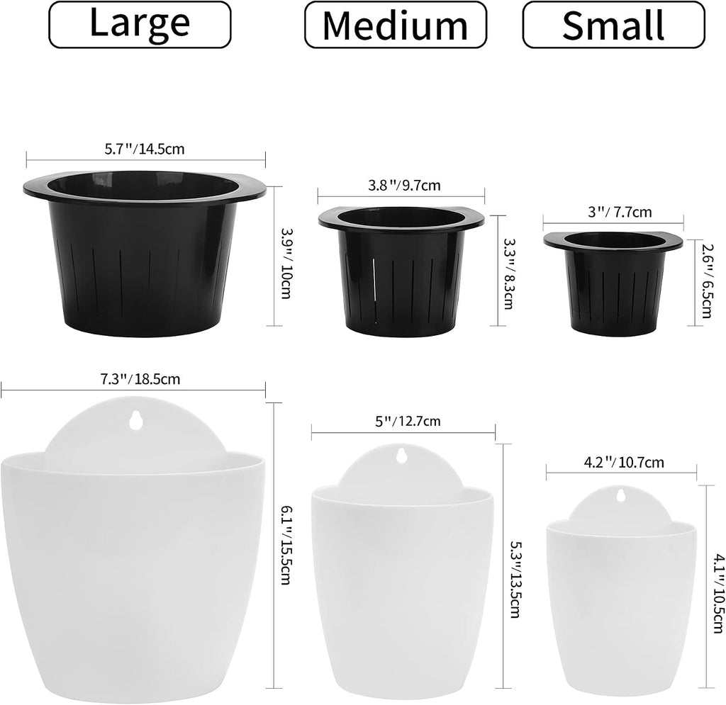 ORIMERC 6 Pack Hanging Planter Wall Planter Self Watering 5 inch Plant Pot with Hardware Vertical Planter Outdoor