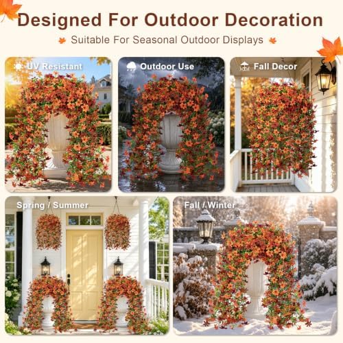 Artificial Hanging Flowers for Outdoors, 2 PCS 344-Bloom UV Resistant Mums