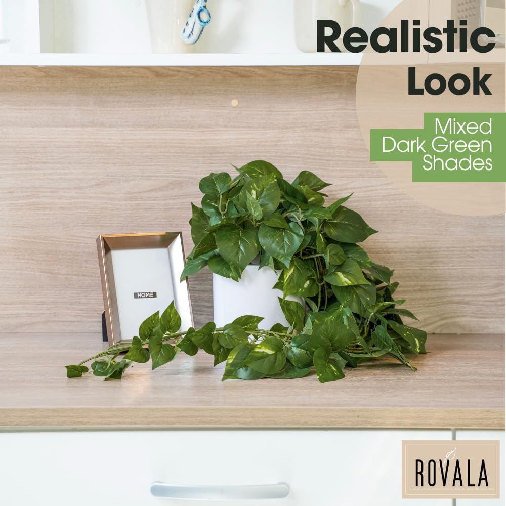 MY ROVALA Silk Plants for Home Decor Indoor in Pot Realistic Artificial Plants Hanging Faux Plants Indoor Fake Potted