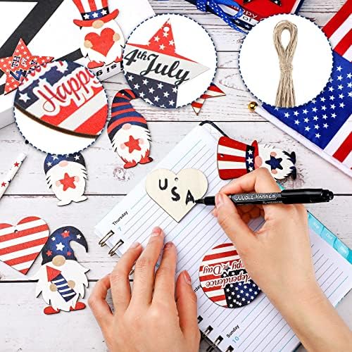 Qunclay 24 Pcs Wood Hanging Ornaments for Tree Decorations