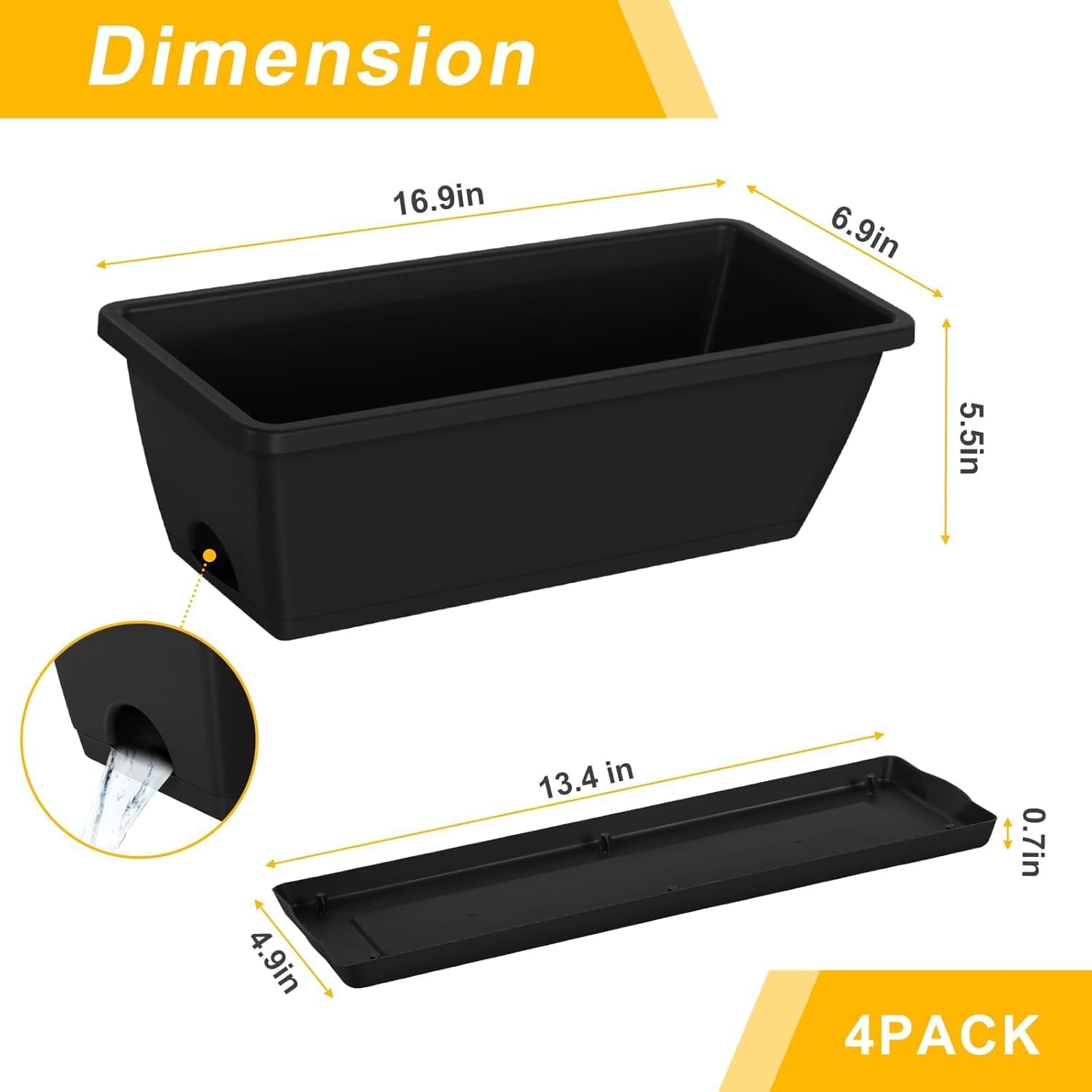 Balcony Planters Railing Hanging, Deck Railings Planter Boxes 16.9in, Railing Planter Box, Deck Planters for Railings