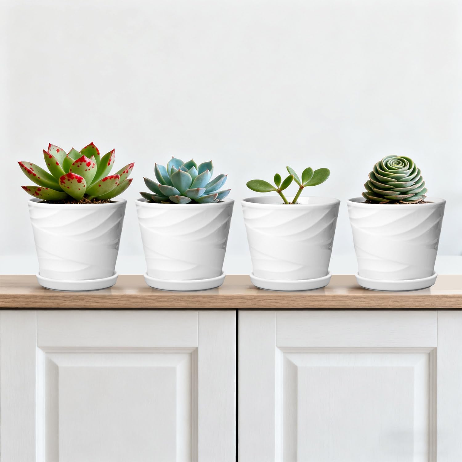 5 Inch Plant Pots,Ceramic Planter with Drainage and Saucer,Ceramic Pots for Plants,Planters for Indoor Plants,Ceramic