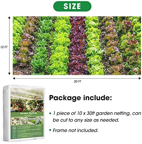 Unves 10' x 30' Garden Netting, Mosquito Bird Netting for Garden