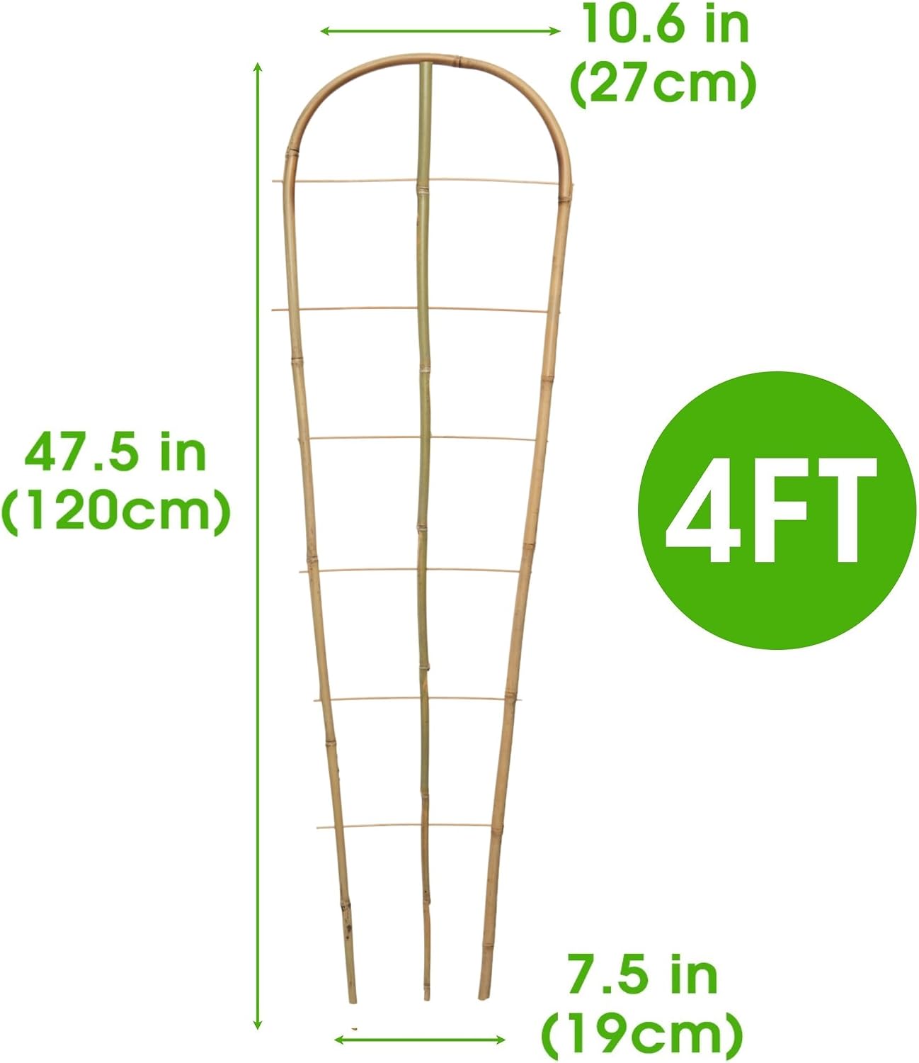 4 Pack Natural Bamboo U-Shaped Trellis 4 Feet, Oltara Plant Support Trellis for Outdoor and Indoor Climbing Plants