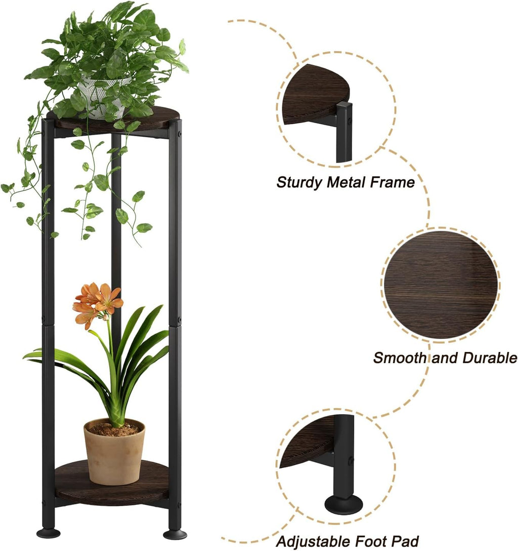 2 Tier Plant Stand Indoor Corner Tall Round Shape Plant Shelf | Modern Metal MDF board Flower Storage,Suitable tight