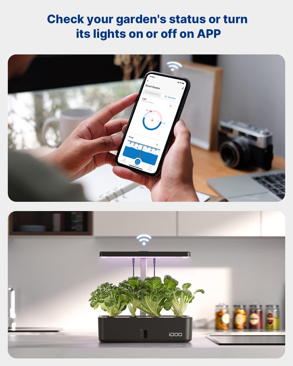 iDOO Hydroponics Growing System Kit 12Pods, Christmas Gifts for Women Mom, Herb Garden Indoor with LED Grow Light for