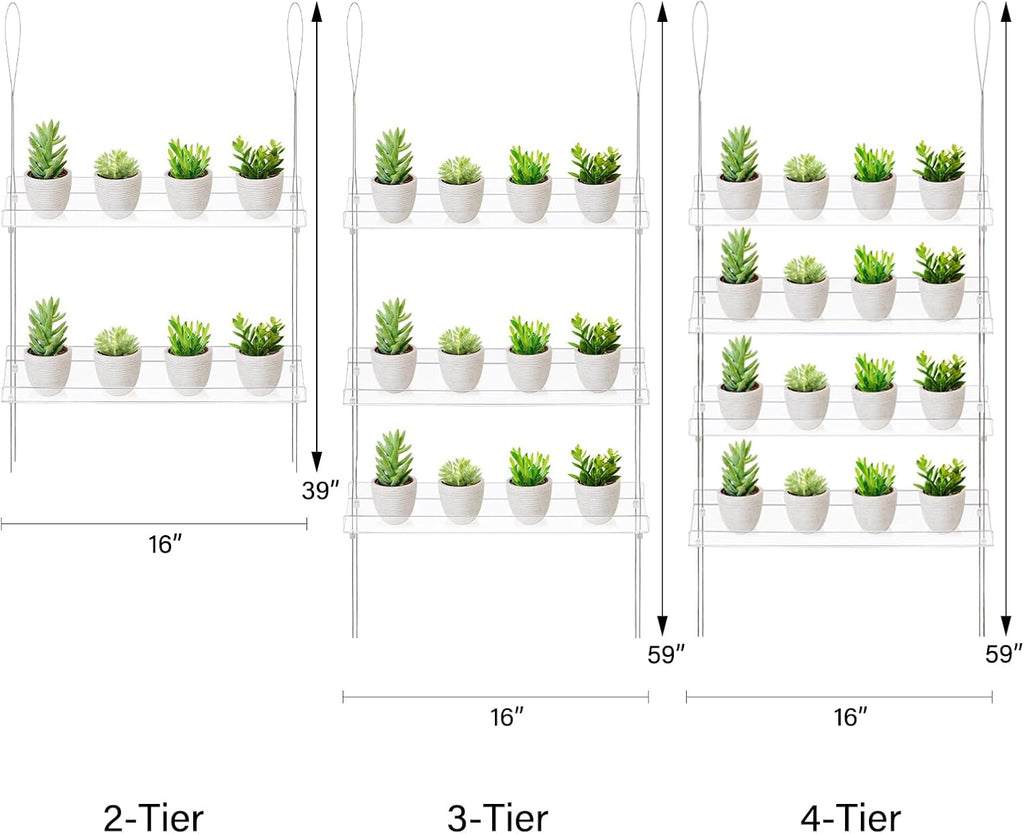 Sumerflos 2-Tier Acrylic Window Boxes Plant Shelves for Window of Kitchen, Bedroom, Living Room, 16 Inch Wall Flower