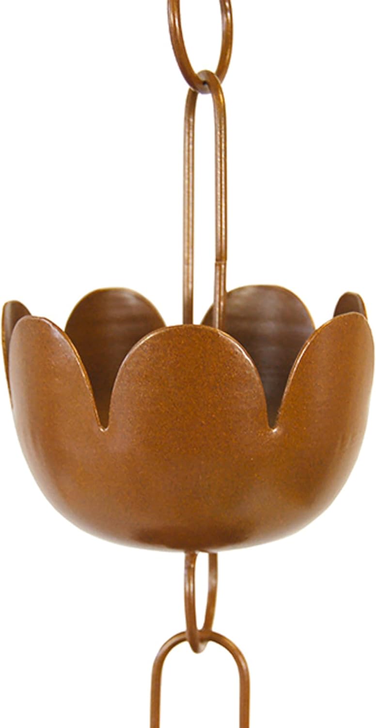 Lily Cup Rain Chain, Copper Plated