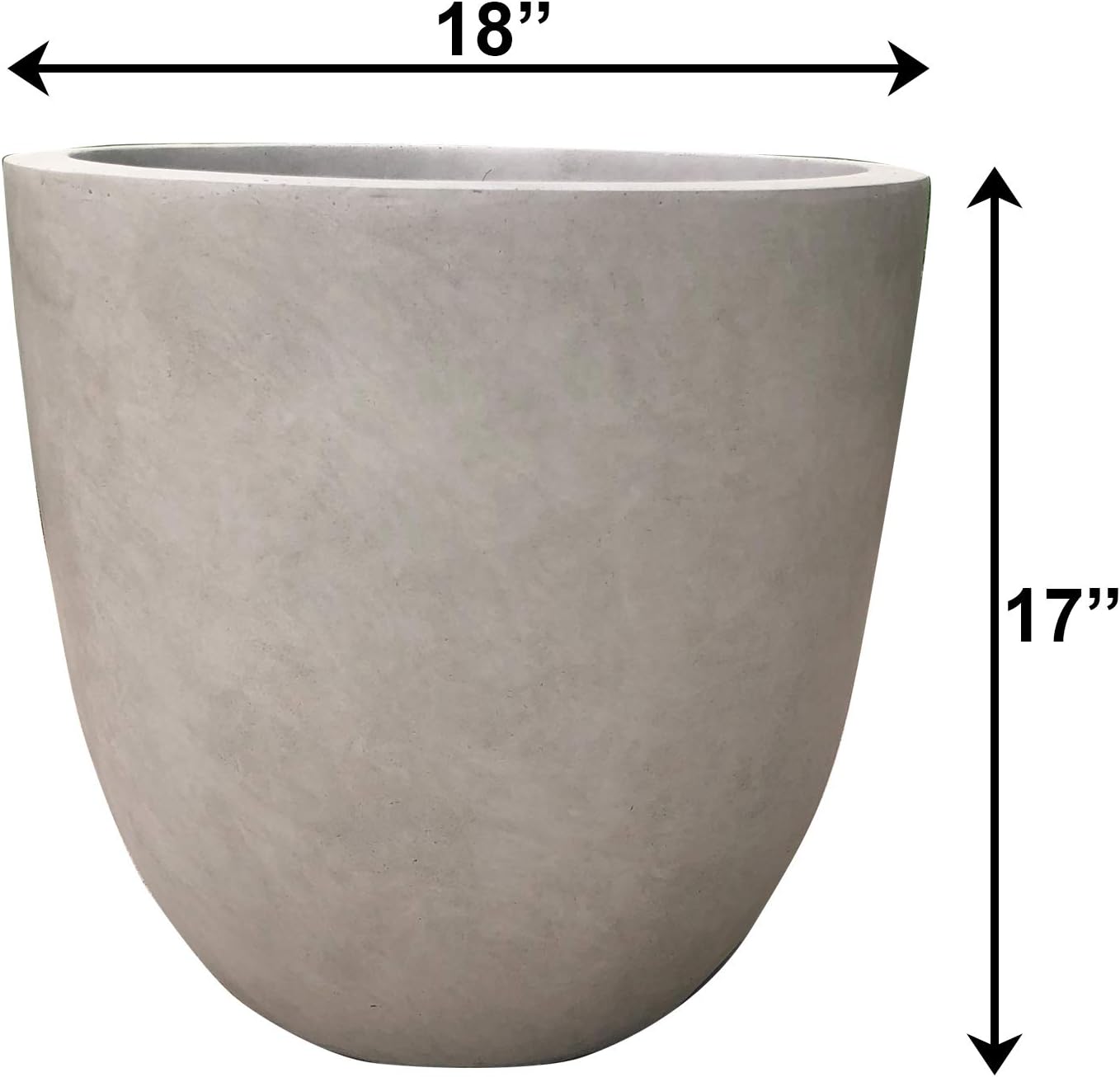 Kante Large 18" Round Concrete Planter, Modern Bowl Plant Pot for Home | Drainage Hole & Rubber Plug, Premium and