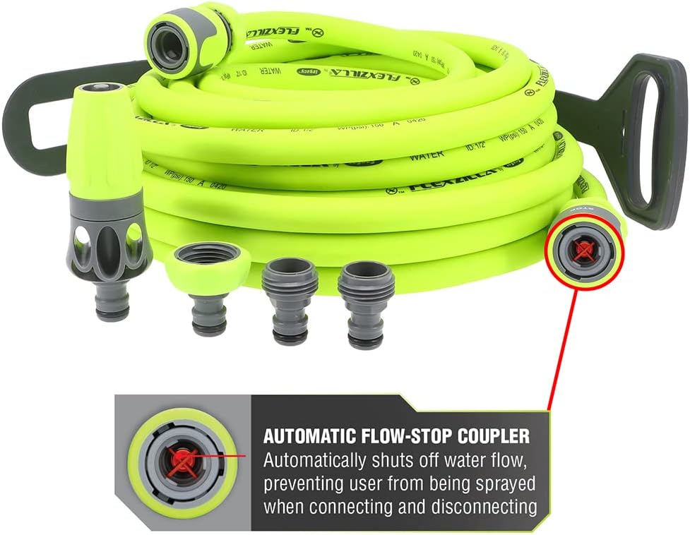 Flexzilla HFZG12050QN Garden Hose Kit with Quick Connect Attachments | Lightweight Coils Easily | Quick Connect