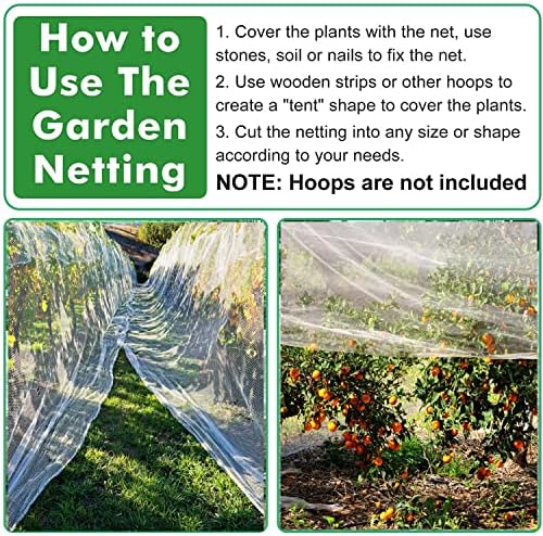 2 Pcs Mosquito Netting, 6.5'x10' Insect Garden Bird Netting Pest Barrier