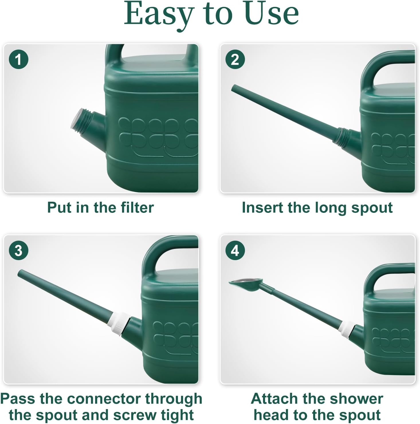 2 Gallon Watering Can, Large Garden Watering Can for Outdoor Plants | Removable Long Spout, Detachable Stainless Steel