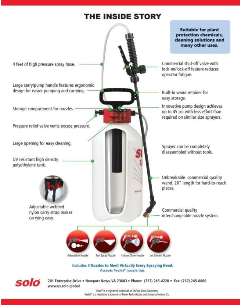SOLO 430-1G 1-Gallon Handheld Sprayer with Viton® Seals in Key Locations | Viton® Seals Resist Harsh Chemicals.