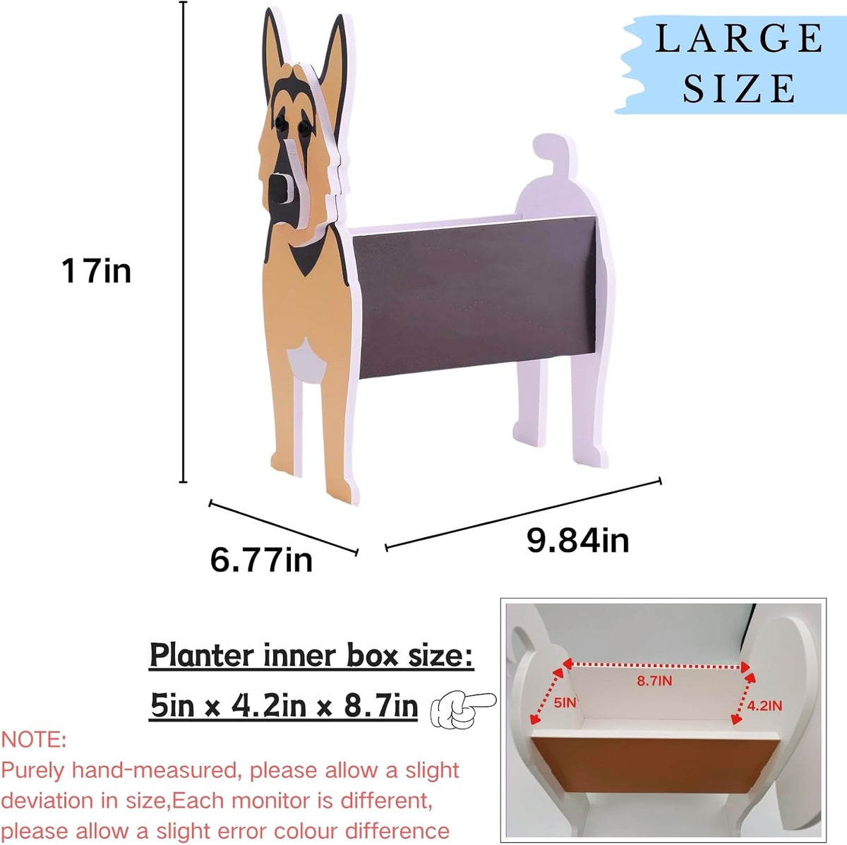 German Shepherd Dog Planter Pots, Animal Shaped Flower Pot | Large Cute Plant Gift for Women and Pet Lovers, Indoor