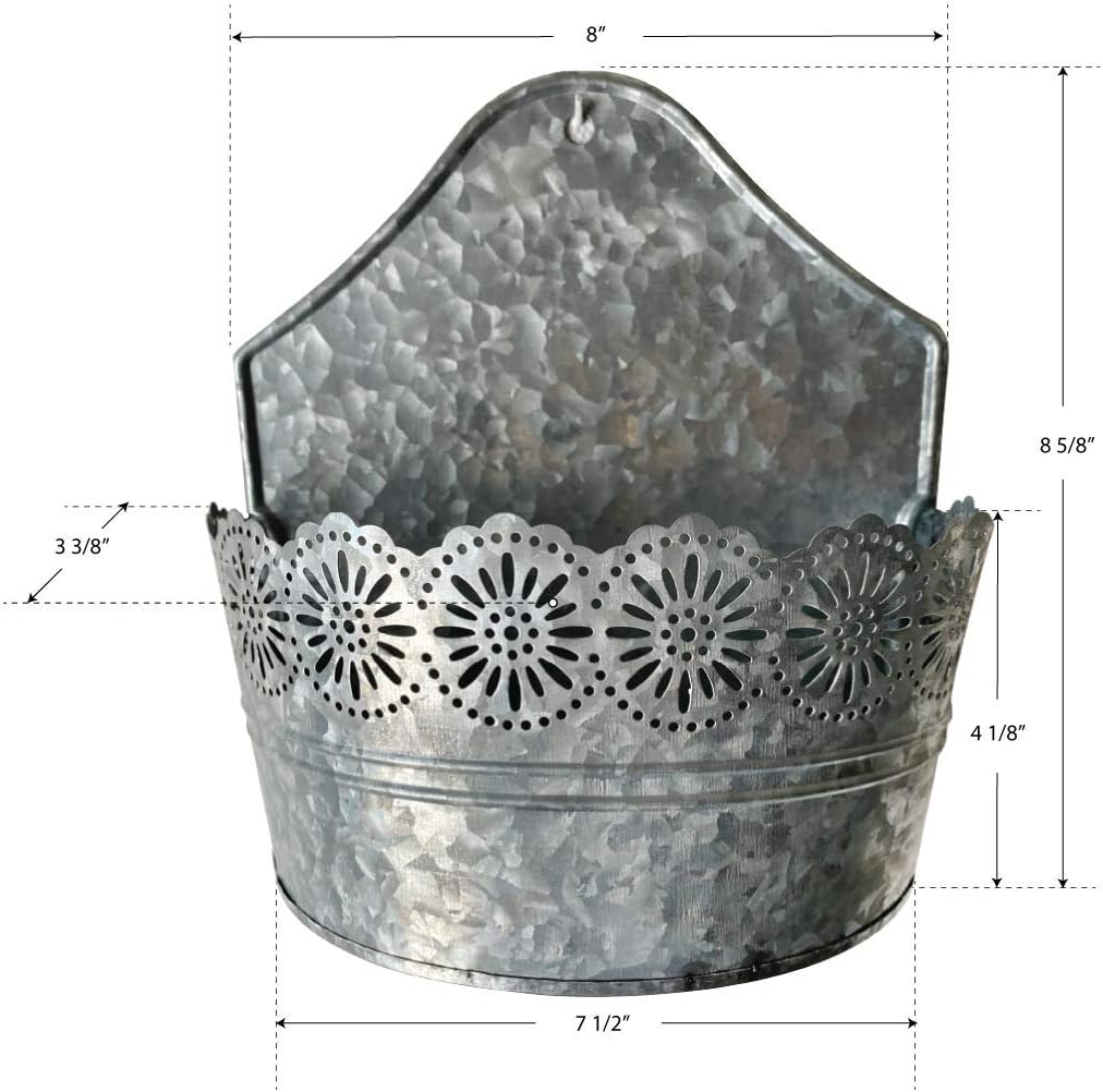 Lily's Home Indoor Outdoor Wall Mounted Planter with Floral Accents for Succulents, Cacti, Herbs, Faux Plants
