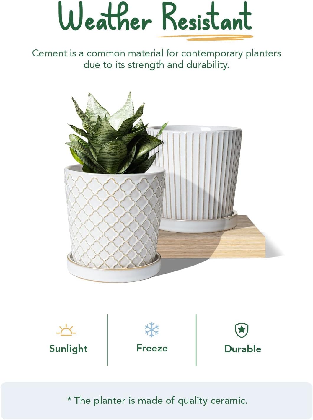 LE TAUCI Ceramic Pots for Plants, 5.4 Inch Plant Pots with Drainage Hole and Saucer, Indoor Plant Pots for Succulent