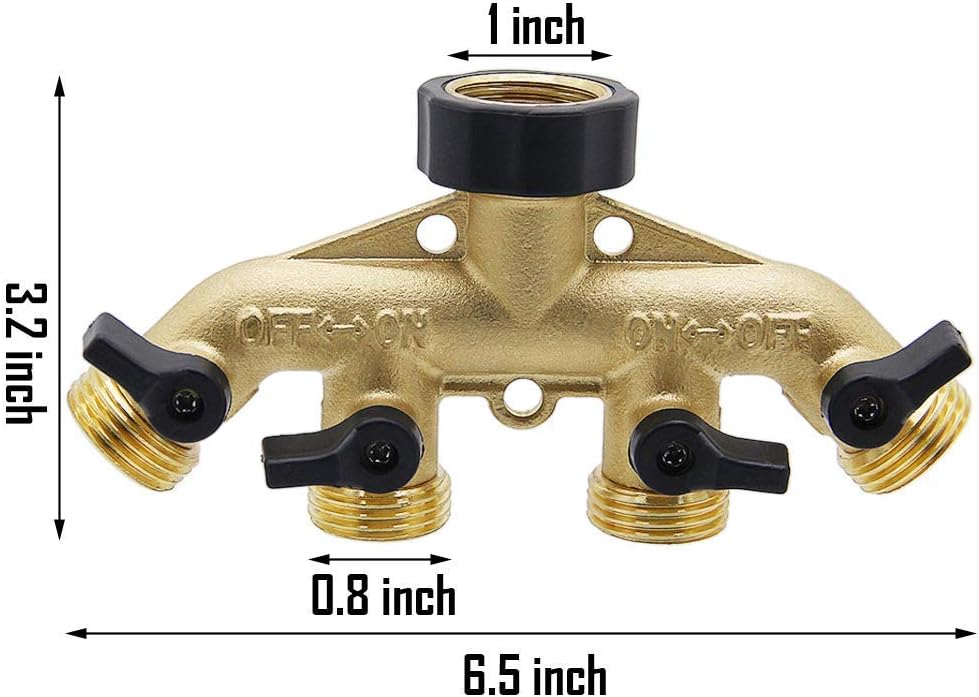 Twinkle Star 3/4 Inch Garden Hose Fitting Quick Connector | 4 Way Heavy Duty Brass Garden Hose Splitter