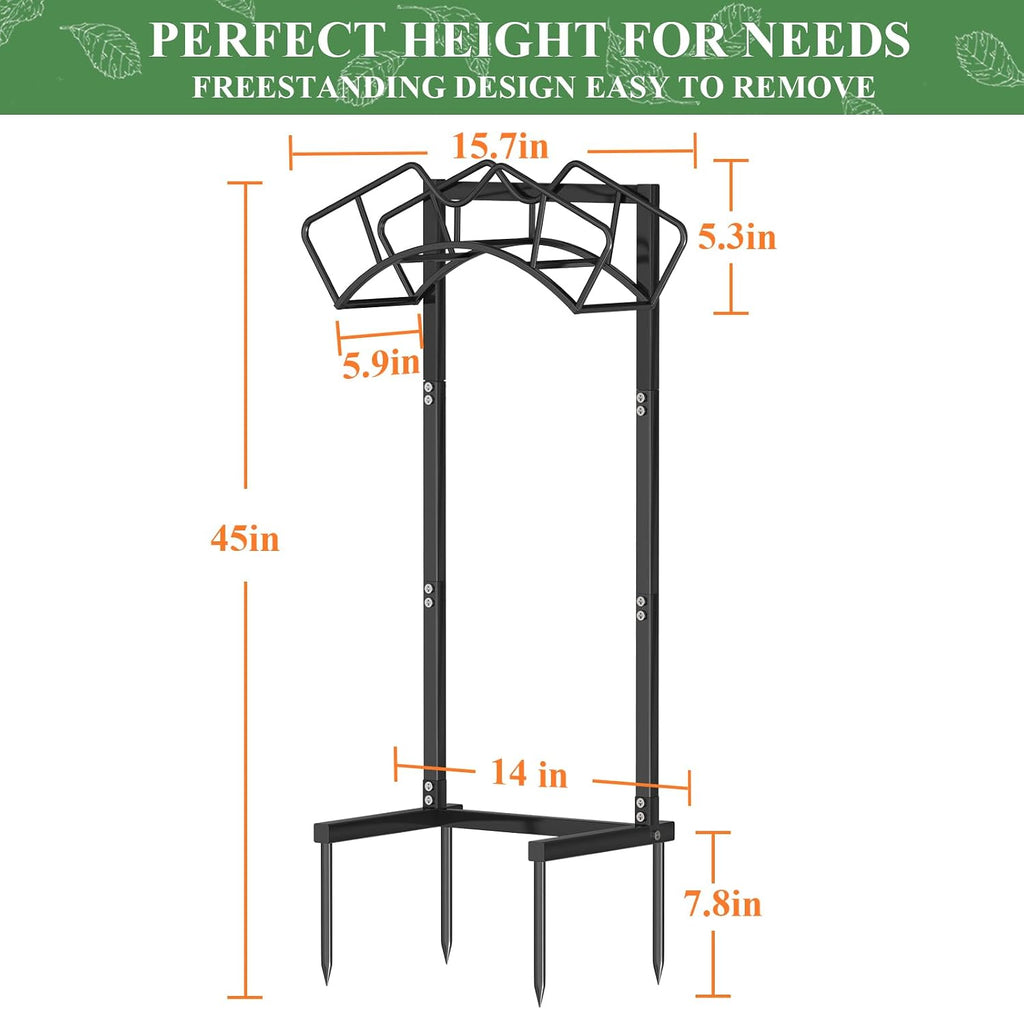 Qatsrin Super Stable Garden Hose Holder, Water Hose Reel holds 160ft, Black | Freestanding Water Hose Storage Hanger