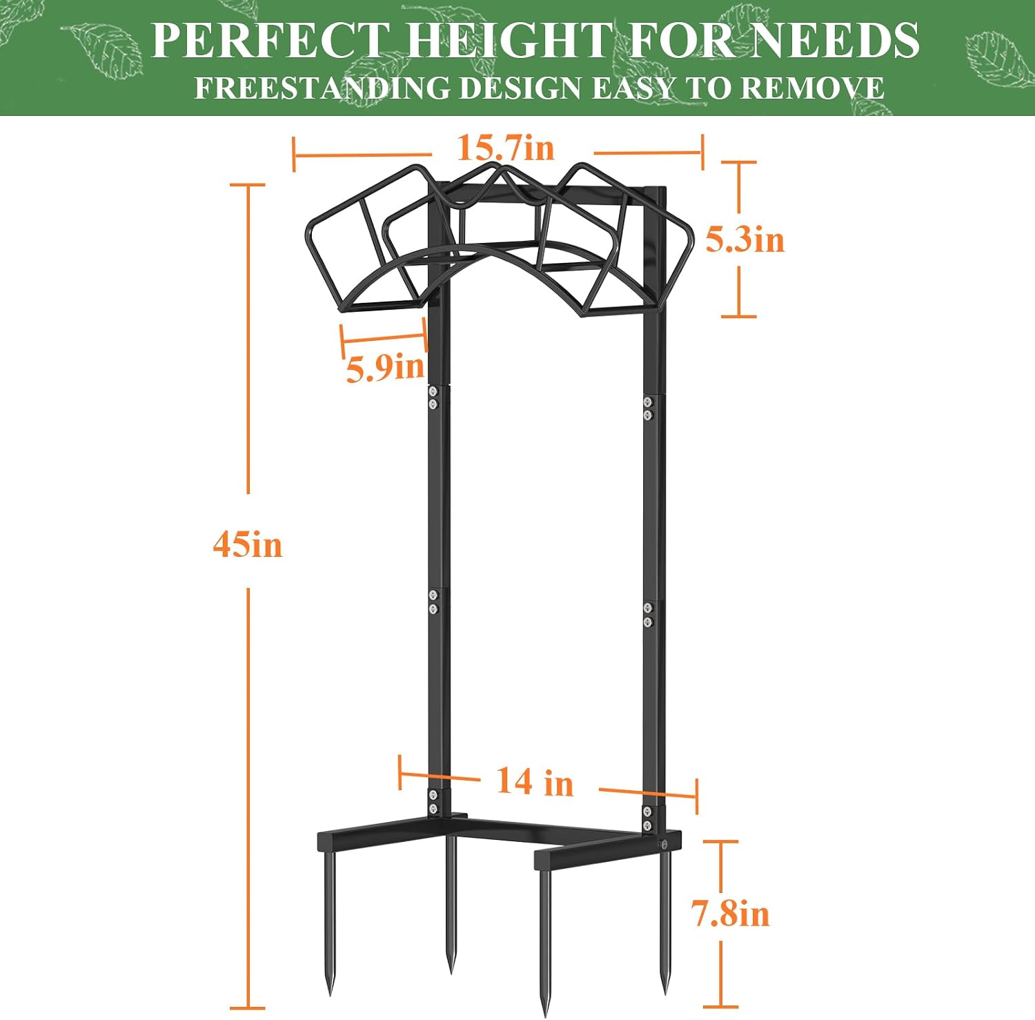 Qatsrin Super Stable Garden Hose Holder, Water Hose Reel holds 160ft, Black | Freestanding Water Hose Storage Hanger