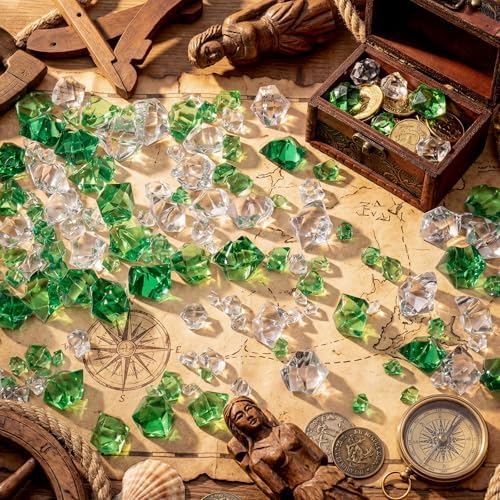 Syhood 570 Pcs Green Acrylic Gems Plastic Crystals