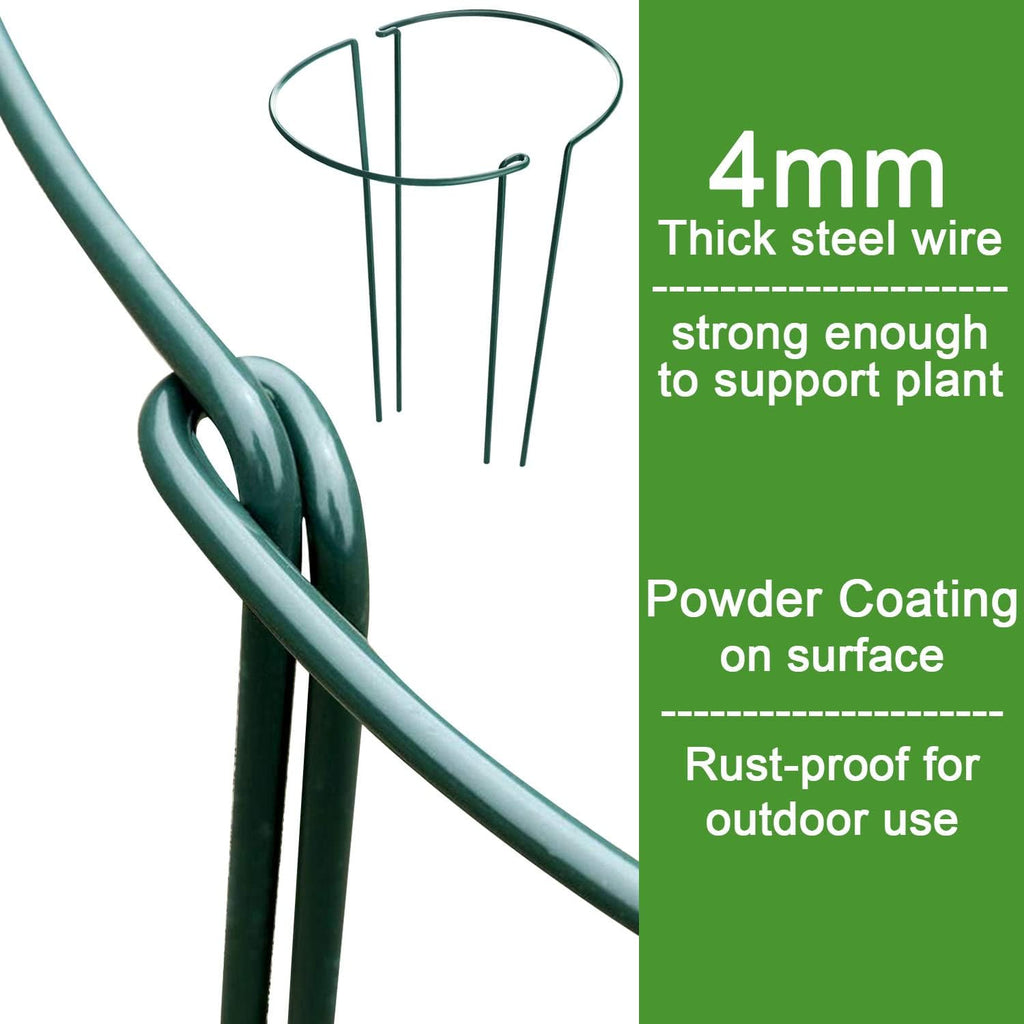 HiGift 10 Pack Peony Cages and Supports, 10" (W) x 16"(H) Plant Support, Heavy Duty Metal Plant Support Stake for