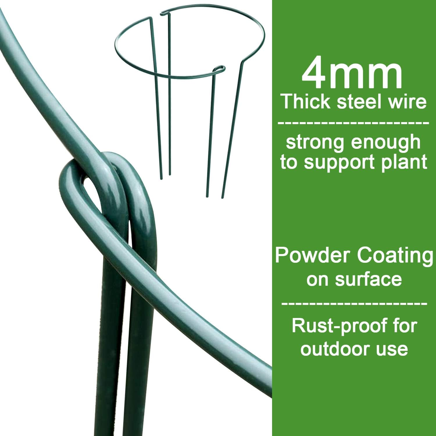 HiGift 10 Pack Peony Cages and Supports, 10" (W) x 16"(H) Plant Support, Heavy Duty Metal Plant Support Stake for