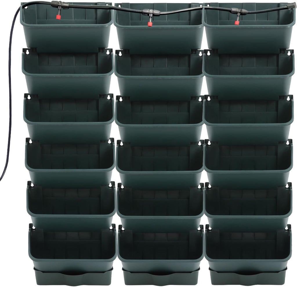 18 Pots Self-Watering Wall-Mounted Planter, 39.4”L x 39.4”H Vertical Wall Planter Self Watering Stackable Planters