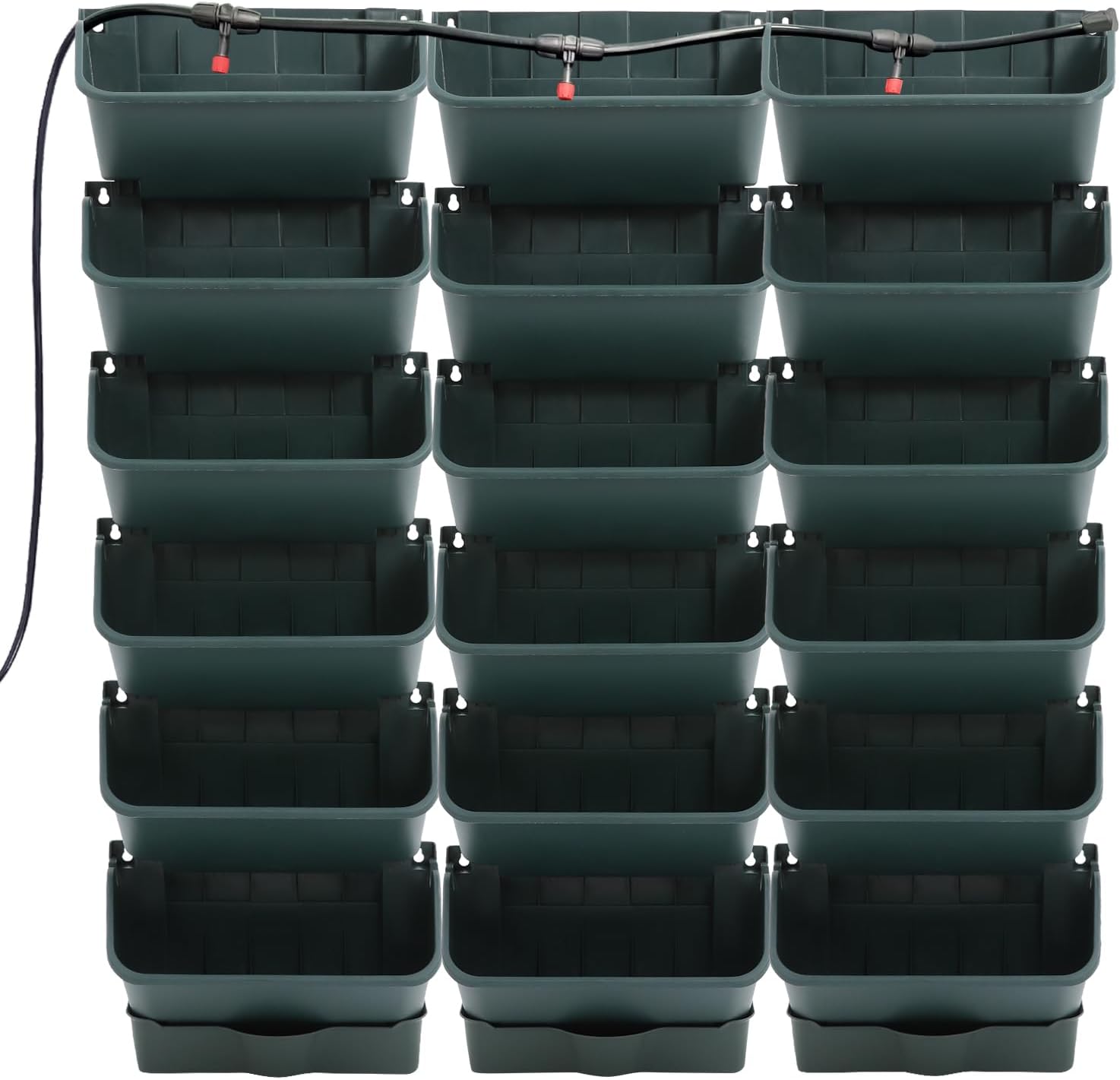 18 Pots Self-Watering Wall-Mounted Planter, 39.4”L x 39.4”H Vertical Wall Planter Self Watering Stackable Planters