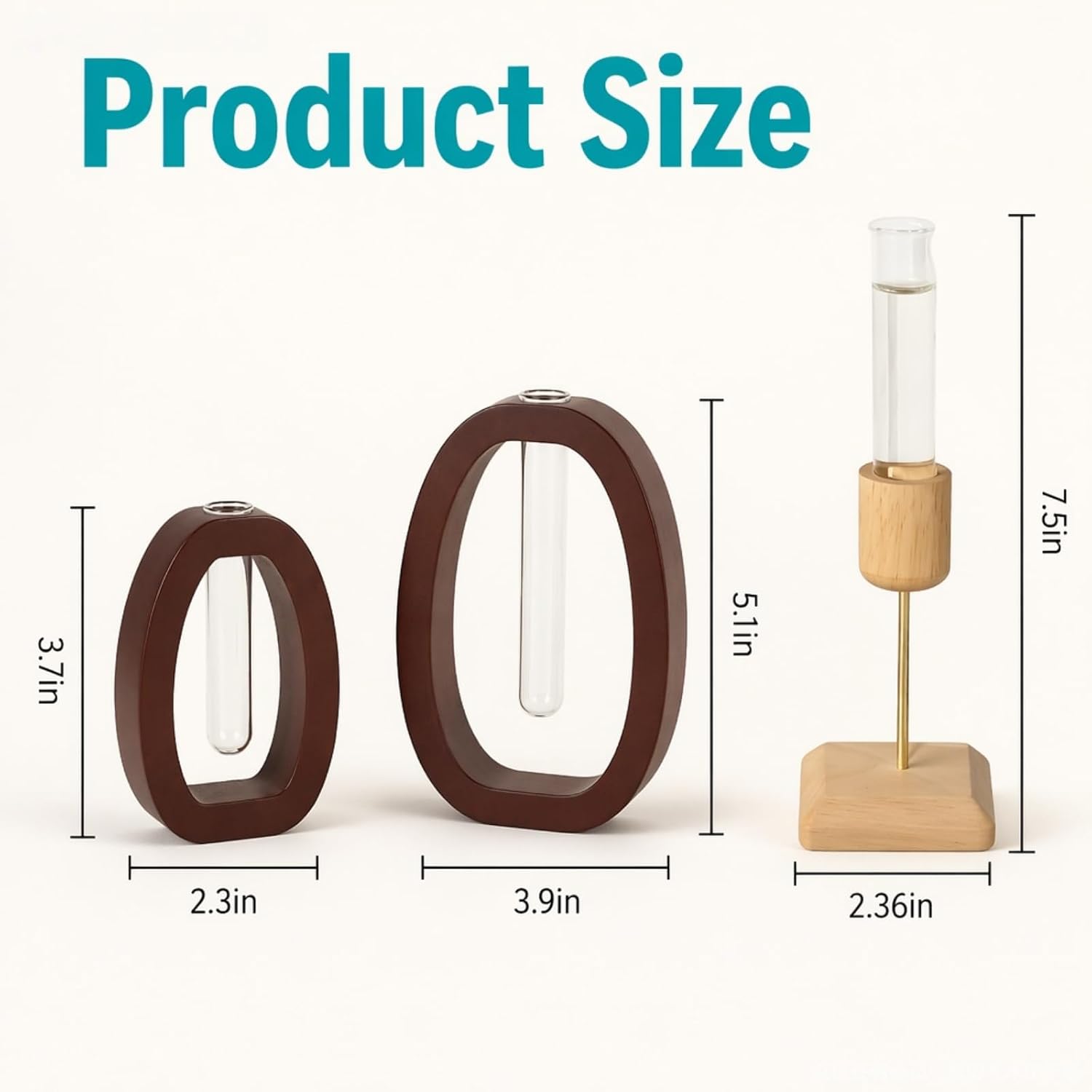 Walnut Wood Propagation Station Set of 3 Hydroponic Test Tube Vases Solid Wood Frame Glass Test Tube Vase Plant Station
