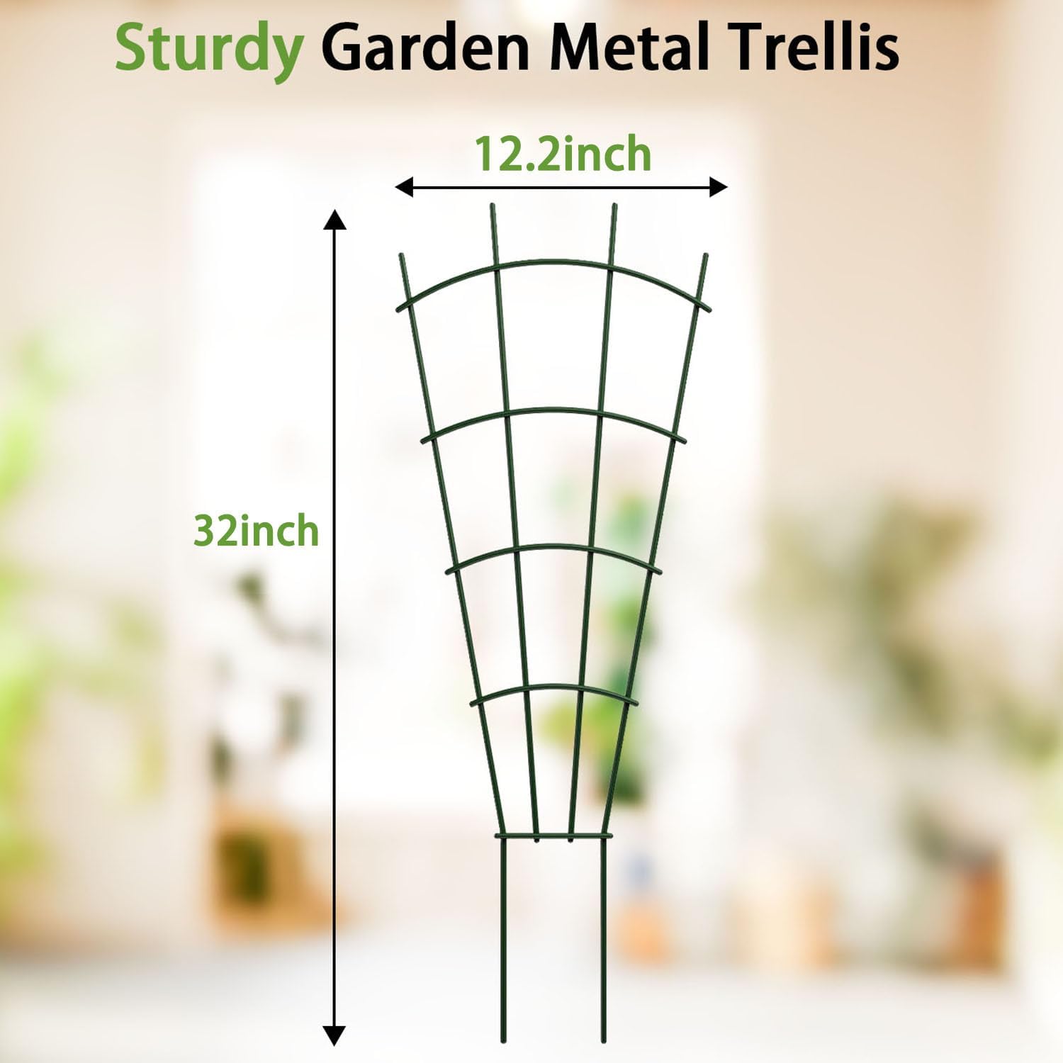4-Pack Metal Trellis for Potted Plants, 32" Heavy Duty Garden Trellis for Climbing Plants, Rustproof Powder Coated