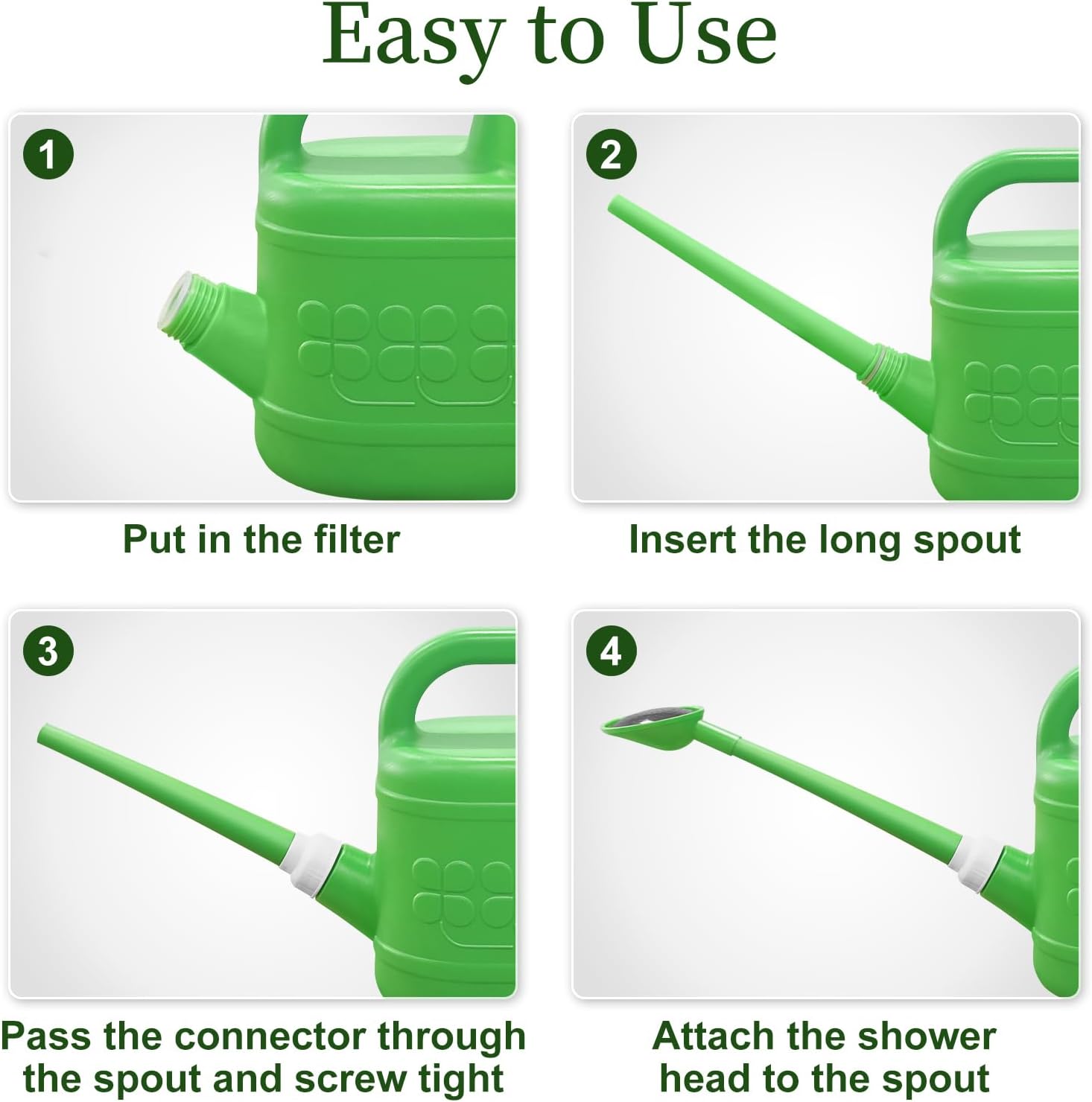 2 Gallon Watering Can, Large Garden Watering Can for Outdoor Plants | Removable Long Spout, Detachable Stainless Steel