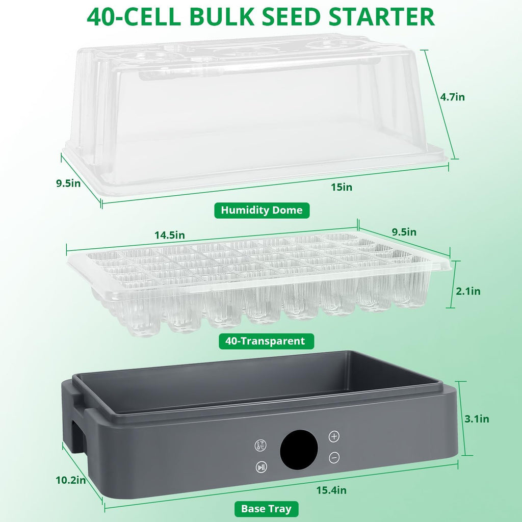 Sondiko Seed Starter Tray with Grow Light, Heated Seed Starter Kit | Temperature Display, Humidity Dome Germination