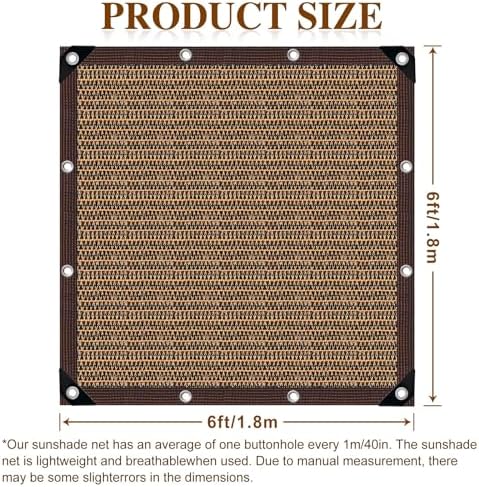 80% Shade Cloth -6x6FT Sunblock Net with Grommet,Lightweight and Durable UV Protection,Shade Cloth for Garden Patio Pergola Balcony Plants Greenhouse Dog Kennel Chicken Coop Outdoor