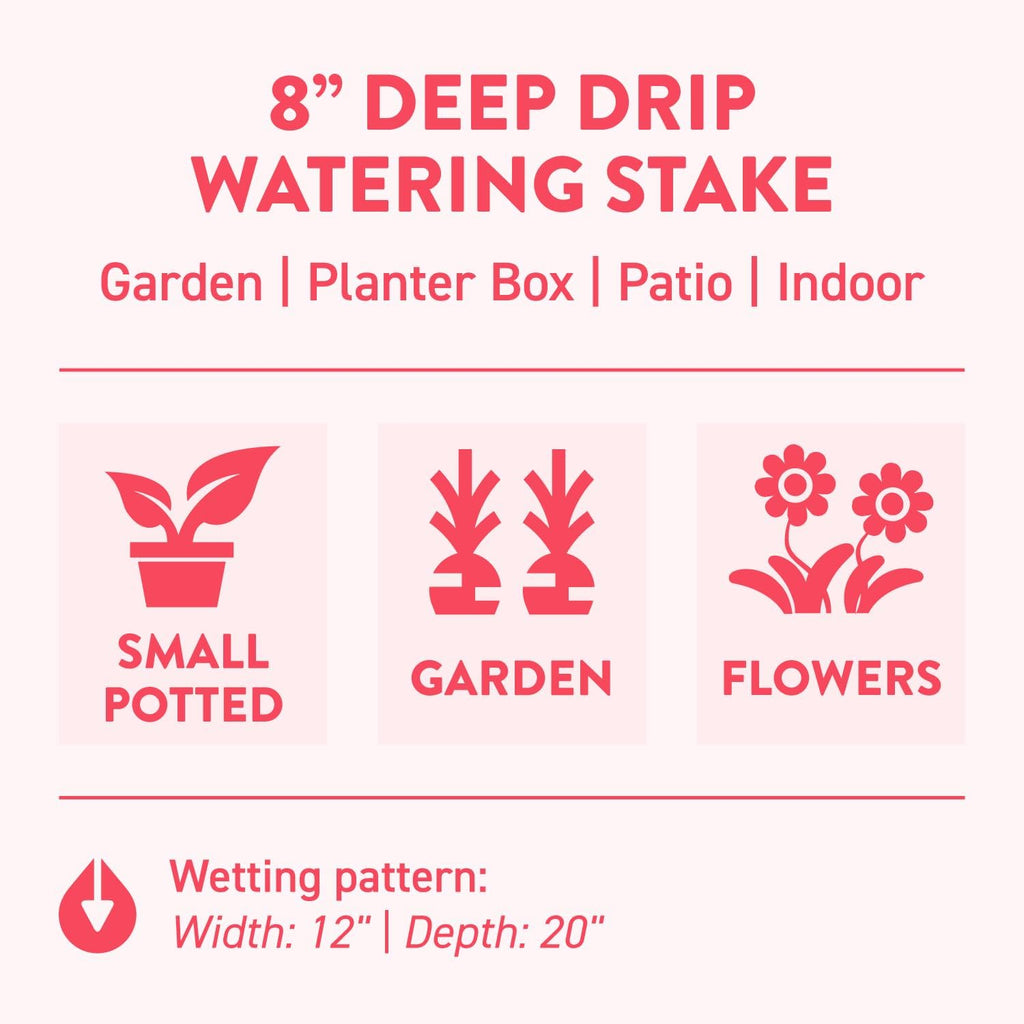 8 in. DEEP DRIP Garden Watering Stake (4 Pack) (Tan) | UV-Protected ABS Plastic Deep Root Irrigation Spike for Flowers