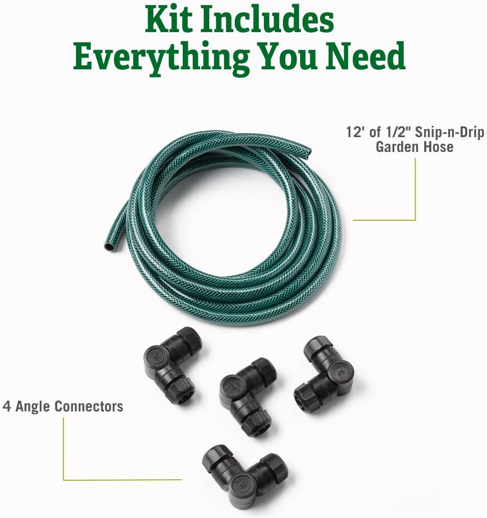 Gardeners Supply Company Snip and Drip Connector Kit | Watering Soaker Sprinkler System Extender, For Raised Garden Bed