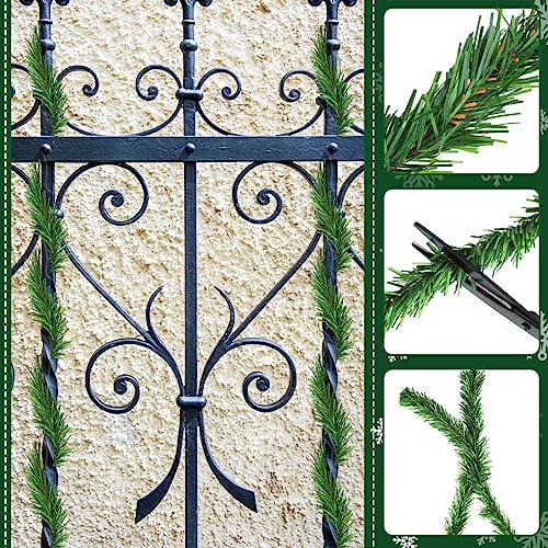 Retrowavy 200 Pcs Christmas Garland Ties 12" Artificial Green Pine