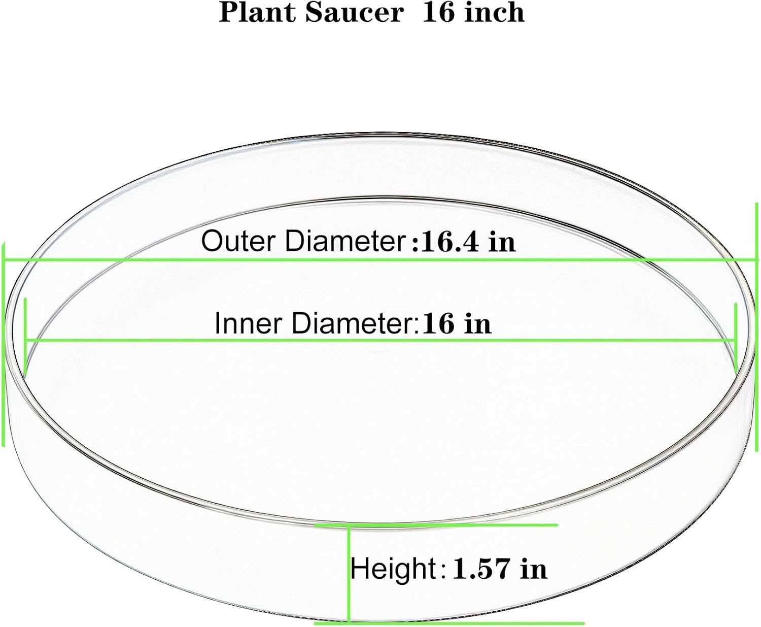 1 Pack 16 inch Plant Saucer Drip Tray, Heavy Sturdy Plastic Planter Flower Pot Drainage Tray Plate Saucers for Indoor