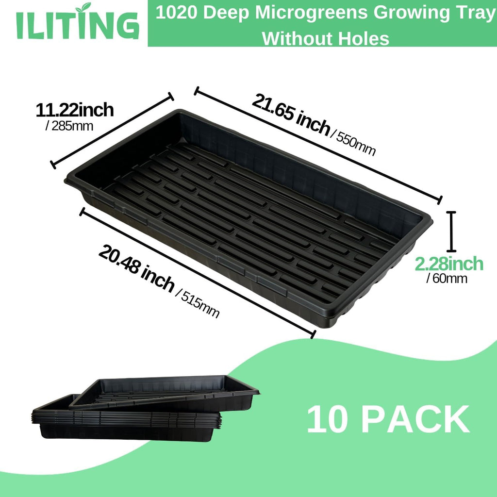 Standard 1020 Tray Sturdy Plant Growing Trays Plastic Seed Starter Tray for Microgreens Heavy Duty Seedling Trays No