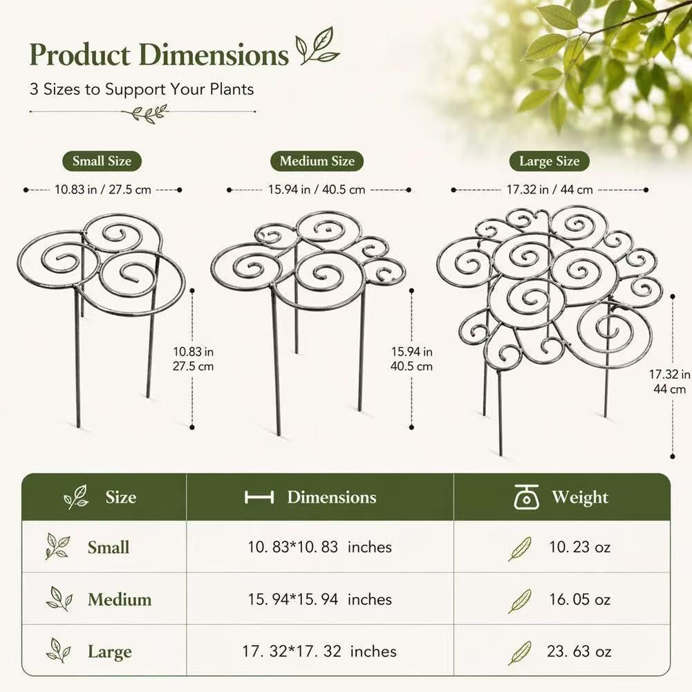 Metal Plant Support Ring, Garden Plants Support Stakes for Flowers Vegetables, Iron Plant Cage, Peony Cage Stand