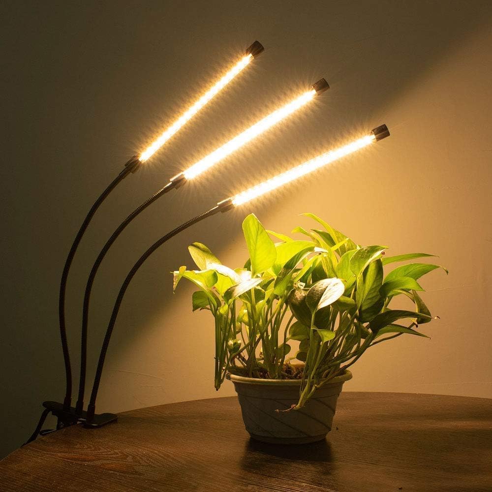 Bseah Grow Light for Indoor Plants, Full Spectrum Plant Grow Lamp with 3/9/12H Timer, ON & Off, Clip-On Desk for Seed