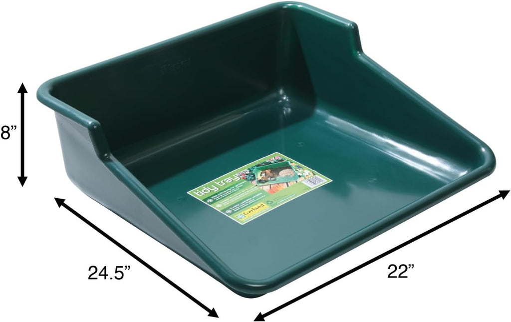 Garden Tidy Tray – Green, 24.5" L x 22" W x 8" H – Sturdy One-Piece Potting Tray, Indoor/Outdoor Gardening, Recycled