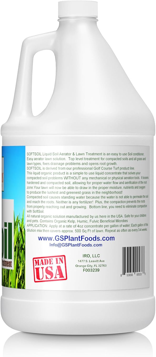 Soft Soil Liquid Soil Aerator & Lawn Treatment to Fix Compacted Soils, Improve Drainage with Non-Mechanical Liquid