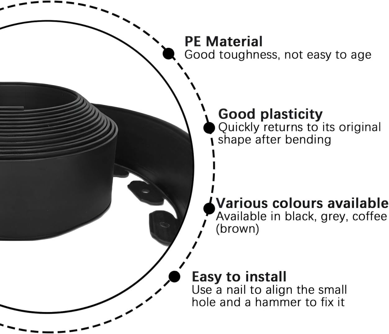 Landscape Edging 33FT, 4IN Tall Garden Edging Borders with 50pcs Stakes | Plastic Lawn Edging Kit, Tool-Free Flexible