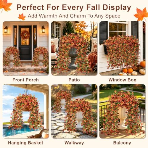 Artificial Hanging Flowers for Outdoors, 2 PCS 344-Bloom UV Resistant Mums