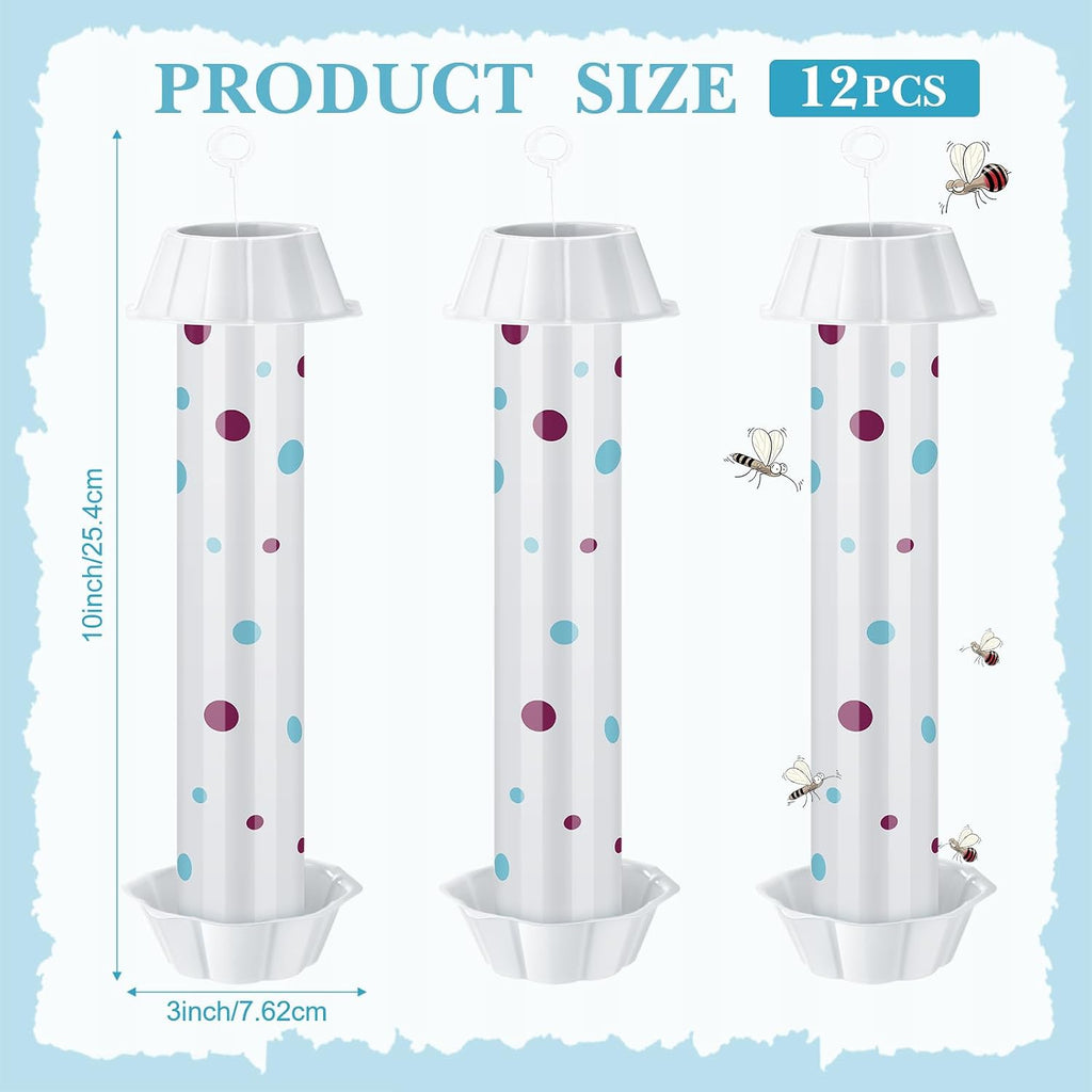 12 Pcs Sticky Fly Trap Fly Stick Indoor Outdoor Long Lasting Adhesive Fly Catcher with Hanging Hook for Wasps Gnats